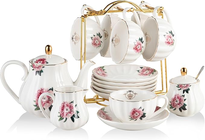 Sweejar Porcelain Tea Sets British Royal Series, 8 OZ Cups & Saucer Service by Sweejarco1949