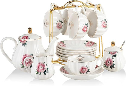 Sweejar Porcelain Tea Sets British Royal Series, 8 OZ Cups & Saucer Service by Sweejarco1949