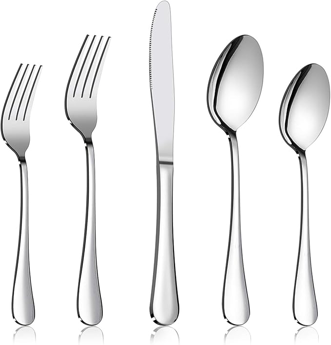 Silverware Set, 40-Piece Flatware Set, E-far Stainless Steel Eating Utensils by E-far