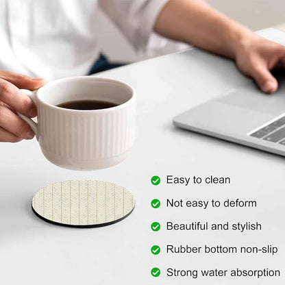 Simple Line Linen Texture Coasters Set of 6, Non-Slip Cup Coaster Mat - Image 4