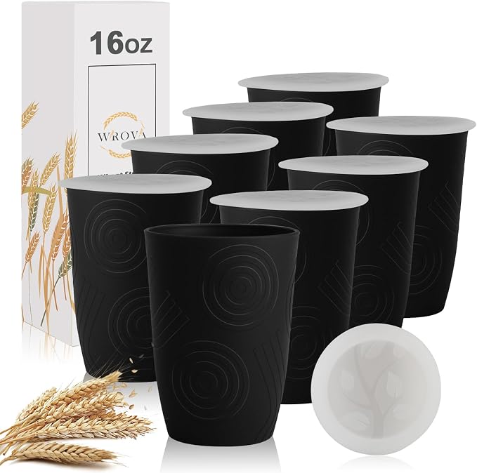 Wrova Wheat Straw Cups 16oz Set of 8 by WROVA