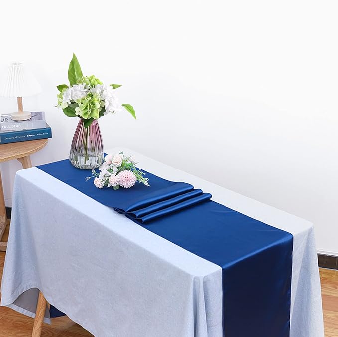 Royal Blue Satin Table Runner 12x108 Inches, 15 Pack | Silk and Smooth Fabric - Image 7