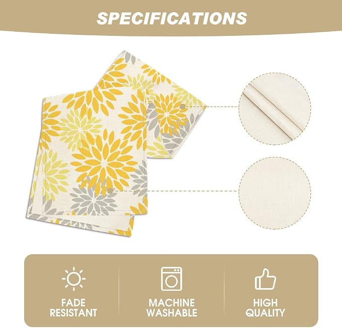 Artoid Mode Yellow Dahlia Floral Pinnata Summer Table Runner, Seasonal Spring - Image 5