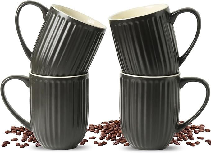 HASENSE 16oz Ceramic Coffee Mugs Set of 4, Modern Lightweight, Tea & Cocoa by Hasense