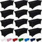 Pureegg Spandex Tablecloth 6ft - 12 Pack, Fitted and Tight Cloth for Rectangle Table, Wrinkle-Free and Stretch Table Cover for Party, Wedding, Banquet and Birthday, Black
