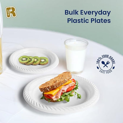 R-kay 100 Pack 7 Inch Plastic Plates Disposable - Image 4