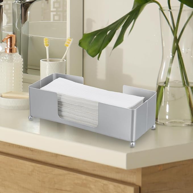 MyGift Modern Silver Tone Metal Tabletop Folded Paper Towel Dispenser | Modern - Image 4