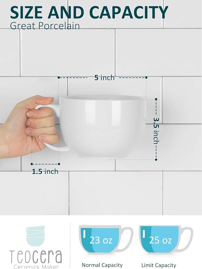 Teocera Soup Mugs with Handles, Large Soup Cups - Image 2