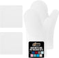 GORILLA GRIP BPA-Free Soft Silicone Oven Mitts and Pot Holders Sets of 4, Heat Resistant Waterproof Cooking Gloves, Thick Cotton Lining, Flexible Gripping for Baking Grilling, Kitchen Trivets, White