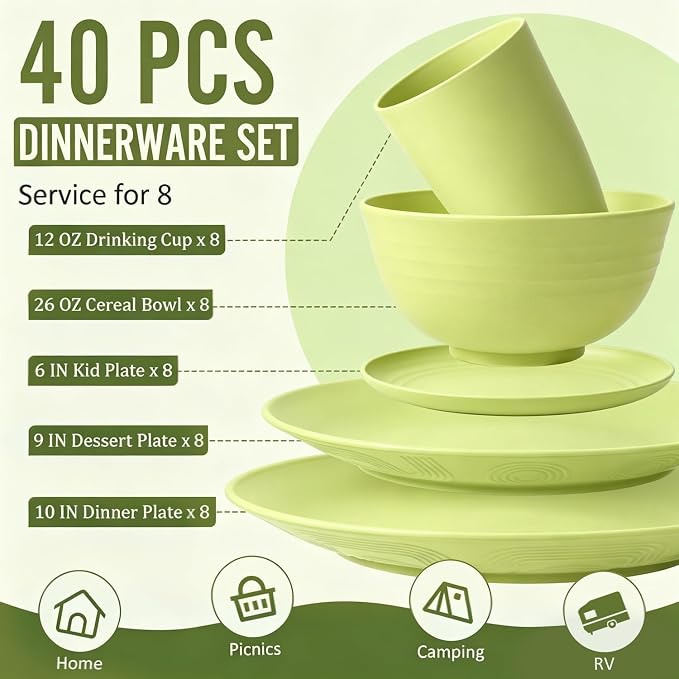 Wheat Straw Dinnerware Set 40-Piece Service - Image 2