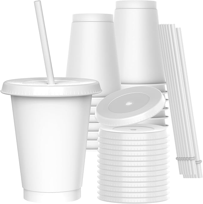 16 oz Reusable White Plastic Cups by Unknown