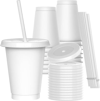 16 oz Reusable White Plastic Cups by Unknown