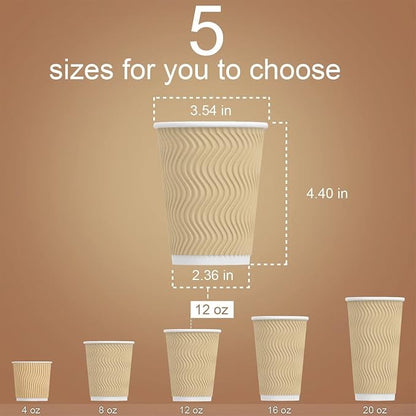 Hot Paper Cups_12 oz Disposable Insulated Corrugated Sleeve Ripple Wall Paper - Image 5