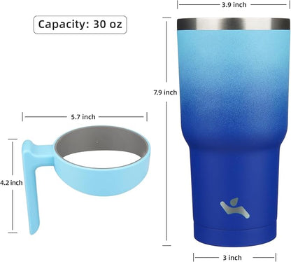Konokyo 30 oz Tumbler with Handle and Straw, Insulated Travel Mug | Sky; - Image 4