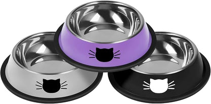 Serentive 3Pcs Cat Bowls Non-Slip Stainless Steel Small Cat Food Bowl by Serentive