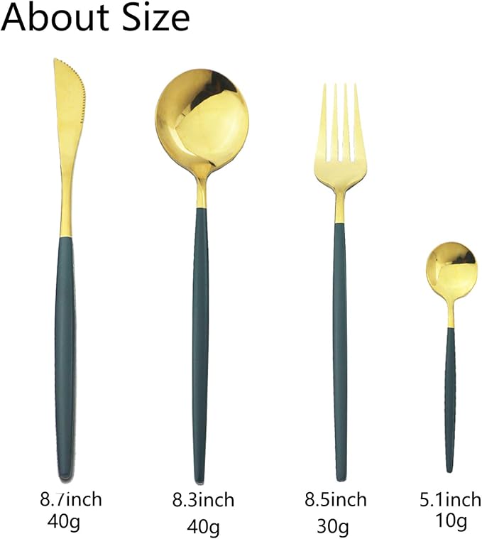 JASHII Flatware Serving Set 24 Piece, Stainless Steel Silverware Set, Modern - Image 3