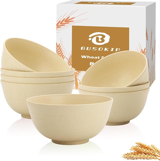 Wheat Straw Bowls Set of 8, Unbreakable Cereal Bowl 26 OZ, Microwave and by BUSOKIP