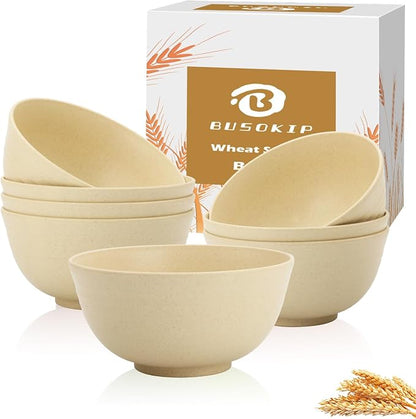 Wheat Straw Bowls Set of 8, Unbreakable Cereal Bowl 26 OZ, Microwave and by BUSOKIP