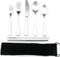 JASHII Modern Royal 5 Pcs Matte Silver 18/10 Stainless Steel Utensils Cutlery Dinnerware Set w/Drinking Straw, Knife Fork and Spoon Flatware Set for Wedding Festival Christmas Party Service for 1