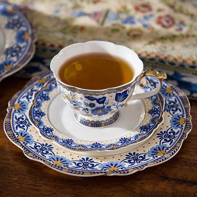ACMLIFE Bone China Tea Cups and Saucers, 6.8 oz Tea Cup and Saucer Set - Image 3