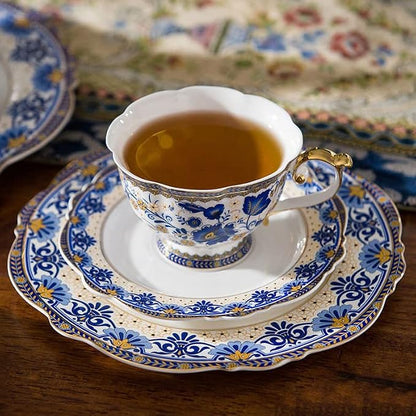 ACMLIFE Bone China Tea Cups and Saucers, 6.8 oz Tea Cup and Saucer Set - Image 3