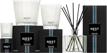 NEST New York Scented Classic Candle, Ocean Mist & Sea Salt - 8.1 oz - Up to 60-Hour Burn Time - Reusable Glass Vessel