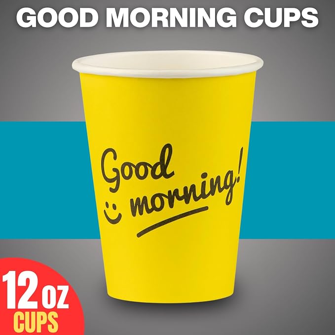 Disposable Coffee Cups, To Go Paper Hot Cups, Good Morning Design - Image 6