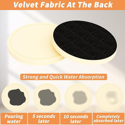 Azhou 6Pcs Drink Coaster with Holder, Lemon-Yellow Absorbent Coasters for Drinks, Non-Slip with Velvet Bottom, Thick Heavy Duty 4 inch Ceramic Coasters, Home Decor Coffee Bar Accessories
