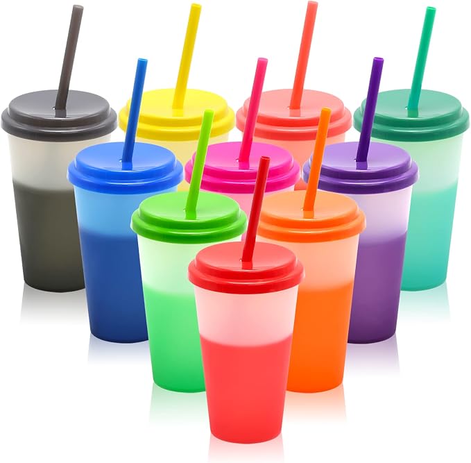 FIEKEICC Color Changing Cups 10Pcs 12oz Plastic Tumblers by FIEKEICC