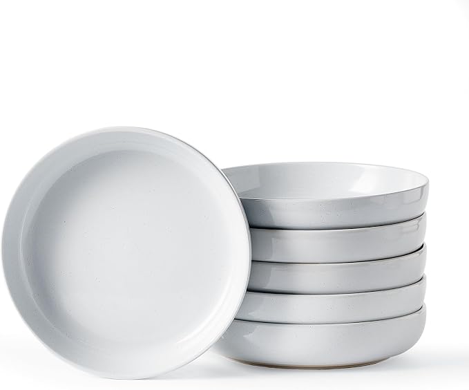 famiware Milkyway 33 oz Pasta Bowls Set of 6, Light Gray | Scratch-Resistant by Famiware