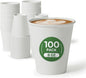 Paper Cups 8 oz White Disposable Coffee Cups,100 Pack BPA Free Leak Proof Hot Cups, 300GSM Thickened Disposable Cups, Unbleached Small Drink Cups for Everyday Use Office Party Cafe Supply Essentials