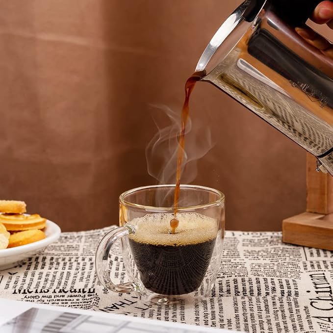 Double Wall Glass Coffee Mugs 5oz / 150ml, Stylish Tazas de Cafe Con Estilo - Image 9
