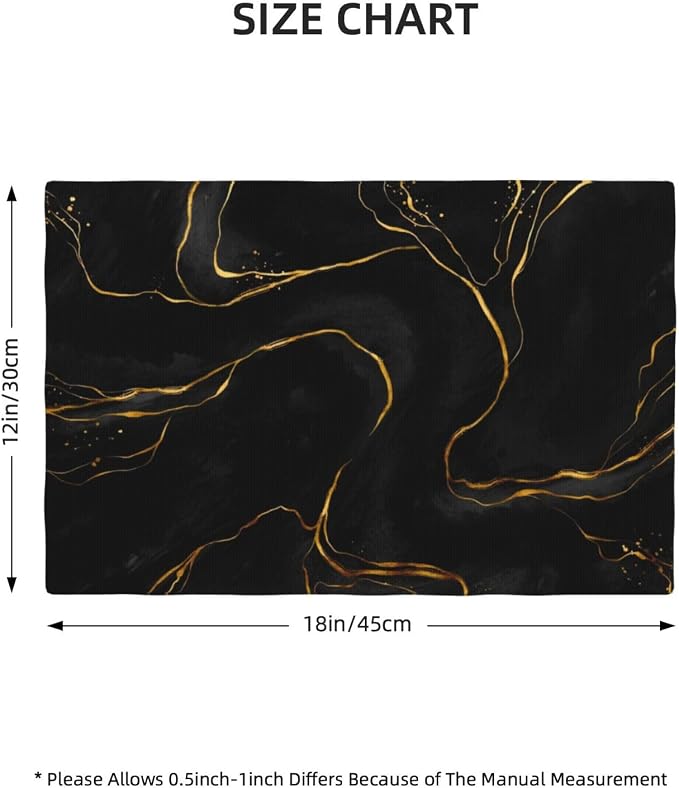 Fiokroo Golden Texture Marble Placemats Set of 4 Table Mats Table Tableware - Image 2