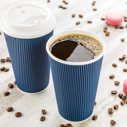 Restaurantware 16 Ounce Ripple Wall Disposable Coffee Cups, 500 Insulated - Image 7