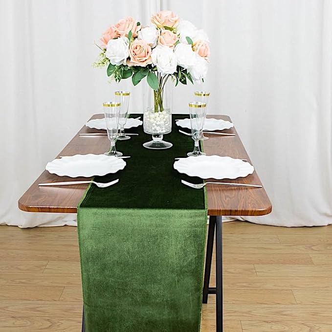 Balsa Circle 10 pcs 12x108-Inch Olive Green Premium Velvet Table Runners - Image 7