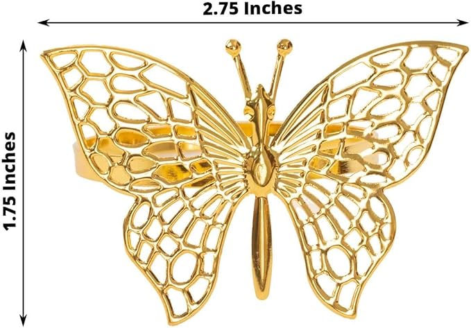 Efavormart 4 Pack | Metallic Gold Laser Cut Butterfly Napkin Rings, Decorative - Image 3