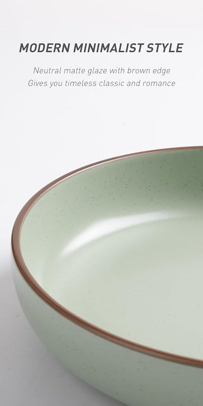 famiware Mercury Pasta Bowls Set of 4, 33 oz Large Salad Bowls, Light Green | - Image 4