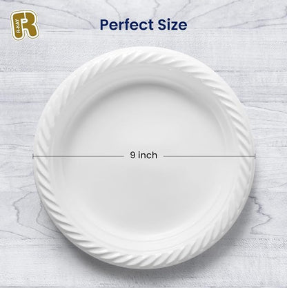 R-kay 100 Pack 9 Inch Plastic Plates Disposable - Image 6