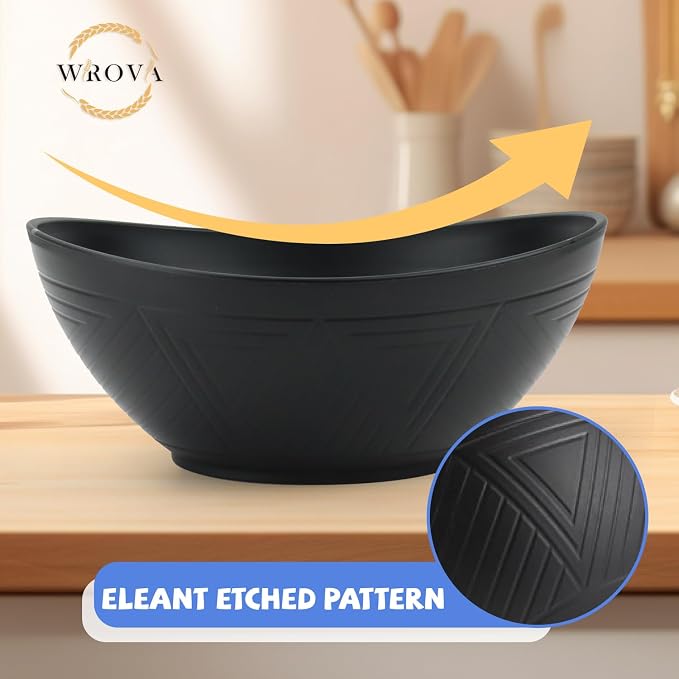 Big Wheat Straw Bowls, Large Salad Bowls Set of 2, Dishwasher and Microware - Image 4