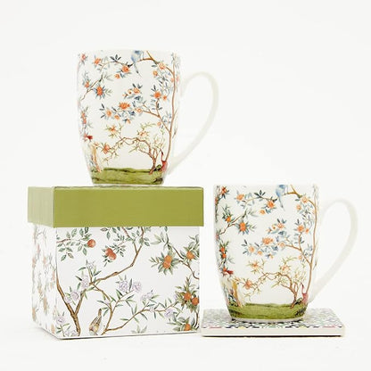ALYC Fine China Coffee Mug Set – Bird and Branch Flower Teacup Design – 2Pack - Image 4