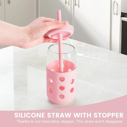 Mrsdry 16 oz Glass Cups with Lids and Straws - Image 7