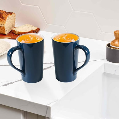 20 OZ Simple Pure Blue Mug Plain Large Tall Ceramic Milk Tea Coffee Mug - Image 3