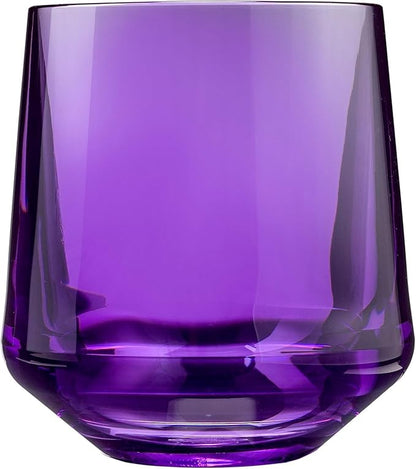 Drinique Unbreakable Stemless Wine Glasses - Set of 4 - Made in USA 12 oz Tritan Unbreakable Plastic Wine Glasses, Reusable for Indoor or Outdoor Use, BPA Free & Shatterproof, Purple