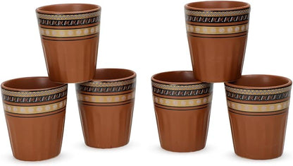 Servo Best Handmade Ceramic Kulhad Tea Cups Set of 6, Glazed Kulhar Cups by Serv-o-Best