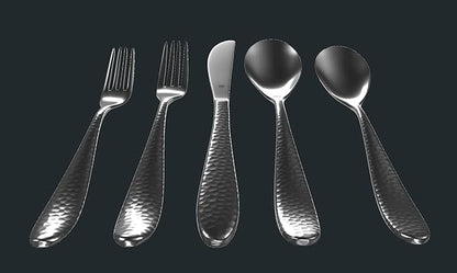 Hammered Silverware Set | Premium 18/10 Stainless Steel Flatware Service for 12 | Heavy-Duty & Dishwasher Safe | Built to Last (60-Piece, Marettimo Hammered)