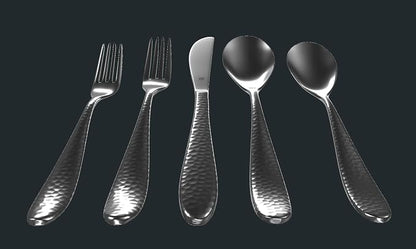 Hammered Silverware Set | Premium 18/10 Stainless Steel Flatware Service - Image 2