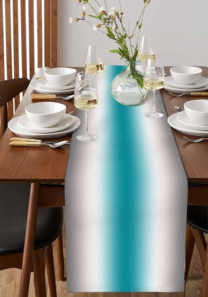 Turquoise Gray Ombre Table Runners 72 Inches Long, Farmhouse Teal Gradient - Image 2