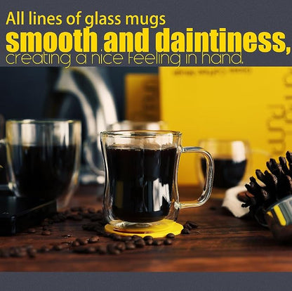 PunPun Coffee 12oz.350ml Glass Mugs Espresso Cups Coffee Glass Cups Champagne - Image 2