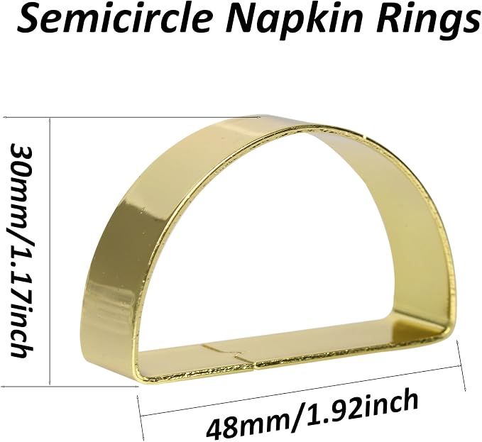 6PCS Gold Semicircle Napkin Rings, Metal Napkin Ring Holders Buckles, Modern - Image 2