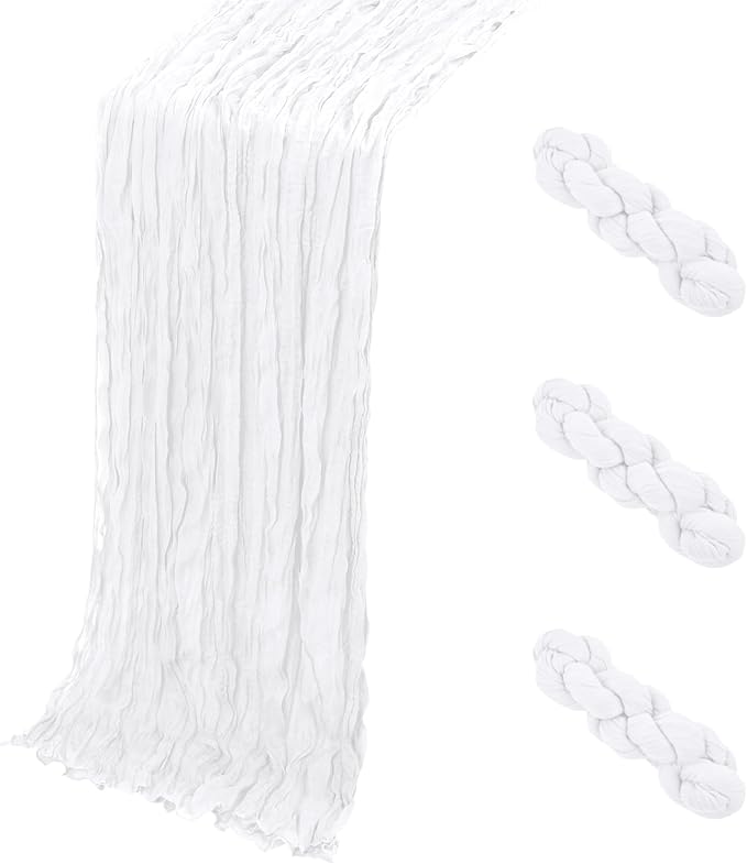 3 Pack White Cheesecloth Table Runner, 17 x 108 Inch, Gauze Cheese Cloth Table by Yorcari